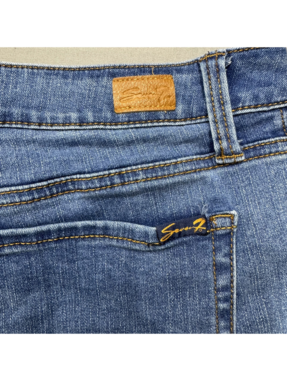 Seven7 Womens Weekend Stretch Denim Frayed Shorts Size 14 Blue Casual - Picture 5 of 9